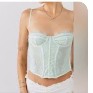 Out From Under Modern Love Corset cropped Women's Sz. M In Teal